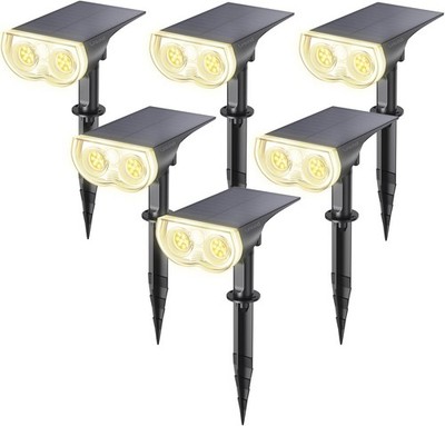 Solarleuchten Außen 22 LEDs 3 Helligkeit 6 Stück