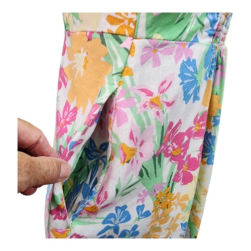 Old Navy Sundress Womens MEDIUM Pink Floral Linen Blend Pockets Boho Cottagecore - Picture 8 of 13
