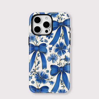 Blau Porzellan Blumenmuster Hülle iPhone 17 16 15 14 13 12 11 Pro Max Air