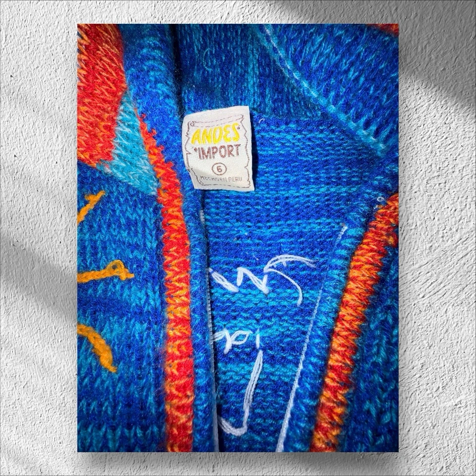Suéter tejido hecho a mano Andes Import Perú con capucha y cremallera niños talla 6 Foto 2 de 3