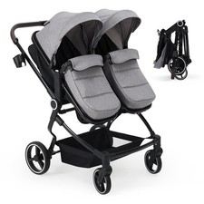 Side by Side Double Stroller Lightweight Compact Foldable Baby Travel Stroller