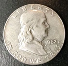 Circulated 1962 P Philadelphia Benjamin Franklin Half Dollar 90% Silver