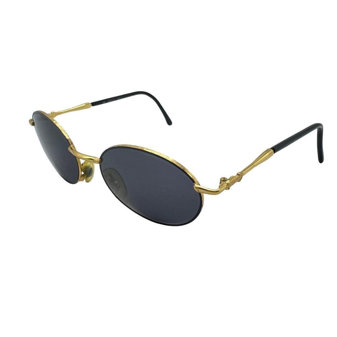 GUCCI QC2 Sunglasses Glasses Oval Frame Gold Black Engraved  MADE IN ITALY Mens thumbnail 5
