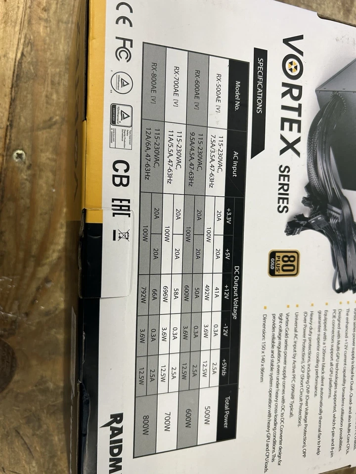 Raidmax Vortex 600 W 80 Plus Gold Power Supply RX-600AE-V - Image 4 of 4