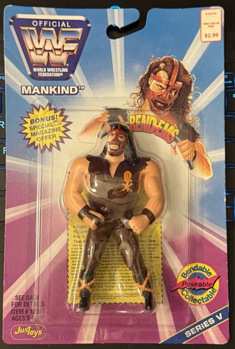 WWF Bend-Ems MOC Mankind Wrestling Action Figure S...