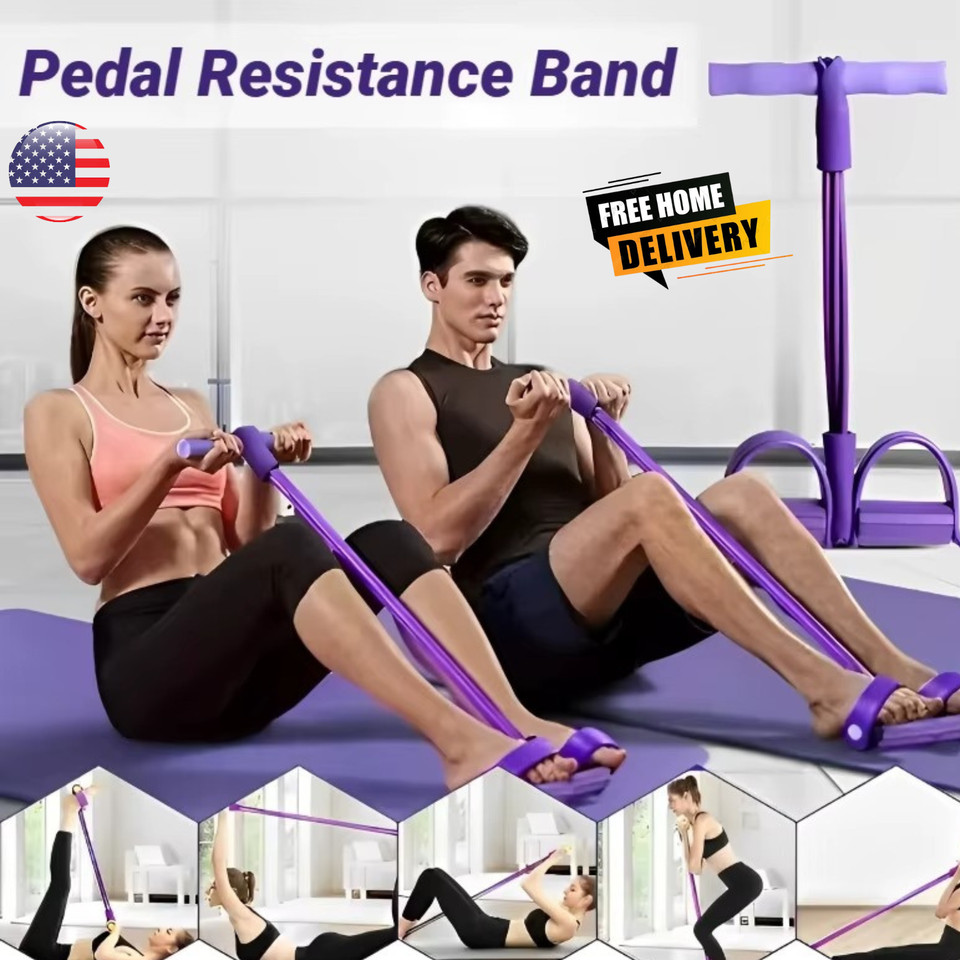 Banda de resistencia de pedal de 4 tubos tira elástica de pedal de yoga cuerda de tracción de tensión de yoga