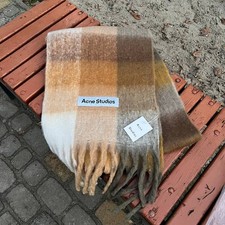 Acne Studios Plaid Scarf Mohair/Wool Blend 240x38 cm NWT Orange Shade