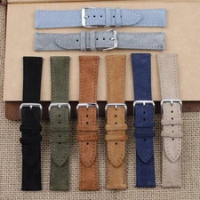 Premium Soft Suede Leather Watch Straps with Stainless Steel Buckle