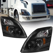Faros LED Para Volvo VNL 2004-2014 Negro Estilo Fábrica Par Conductor Pasajero
