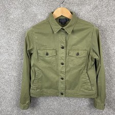 Pendleton Chino Jacket Olive Green Classic Trucker Womens Size Medium Petite