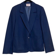 Vintage Pendleton Petite Navy 100 Virgin Wool Blazer Jacket Size 6 Petite USA