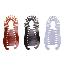 3Pcs Colorful Elongated Interlocking Plastic Banana Clip Hair Combs - Women Two
