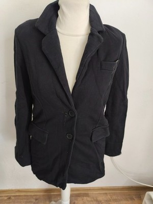 STUDIO B3 stylischer Sweatblazer mit Latexstreifen schwarz Gr. S TOP FK925