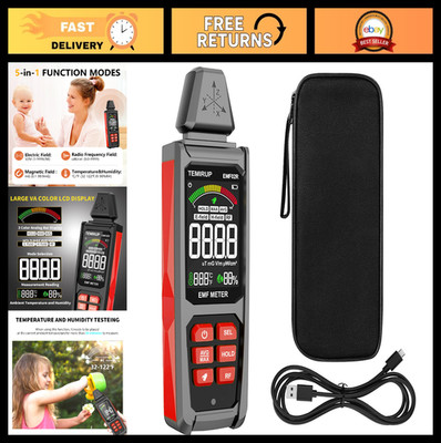 5-in-1 EMF Meter Radiation Detector - EF, RF, MF, WiFi, Temp & Humidity Reader