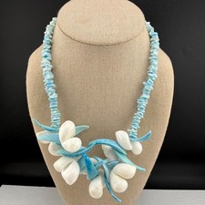 Vintage Beaded Shell Necklace Beach Ocean Summer