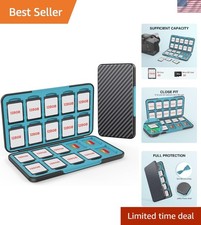 40-Slot SD Card Case: Portable ABS Storage with Magnetic Closure - Carbon Black