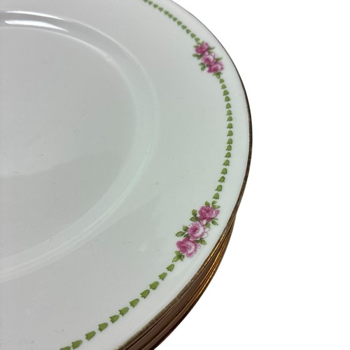 Bernardaud B & Co Limoges 9.5” Dinner Plates Gold Rim W/ Pink Roses Antique - Picture 6 of 10