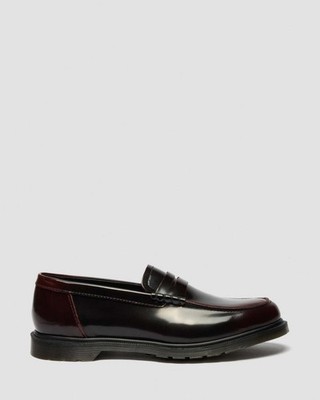 Dr Martens Mayfare Rub Off Leather Loafers Low Shoes Cherry Red | eBay