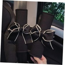 2 Set Car Seat Belt Covers with Cute Bow for Women Girls Kids,Seat 2 Pack Black