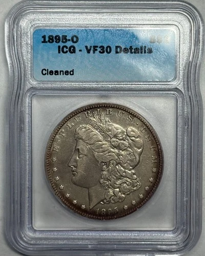 1895-O tough semi-key date Morgan U.S. silver dollar. ICG VF30, cleaned. #m2d901