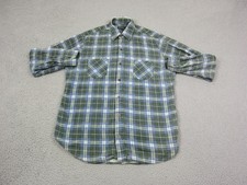 True Vintage JC Penney Shirt Mens Large Tall LT Green Plaid 60s 70s Flannel