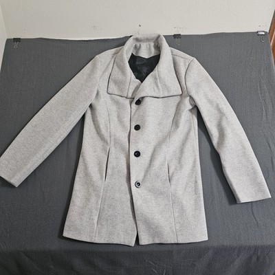 Shien Women's Medium Light Gray Button Over Coat