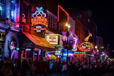 Nashville TN Neon Music Scene Night Photo Poster Bar Restaurant Street Neon Sign