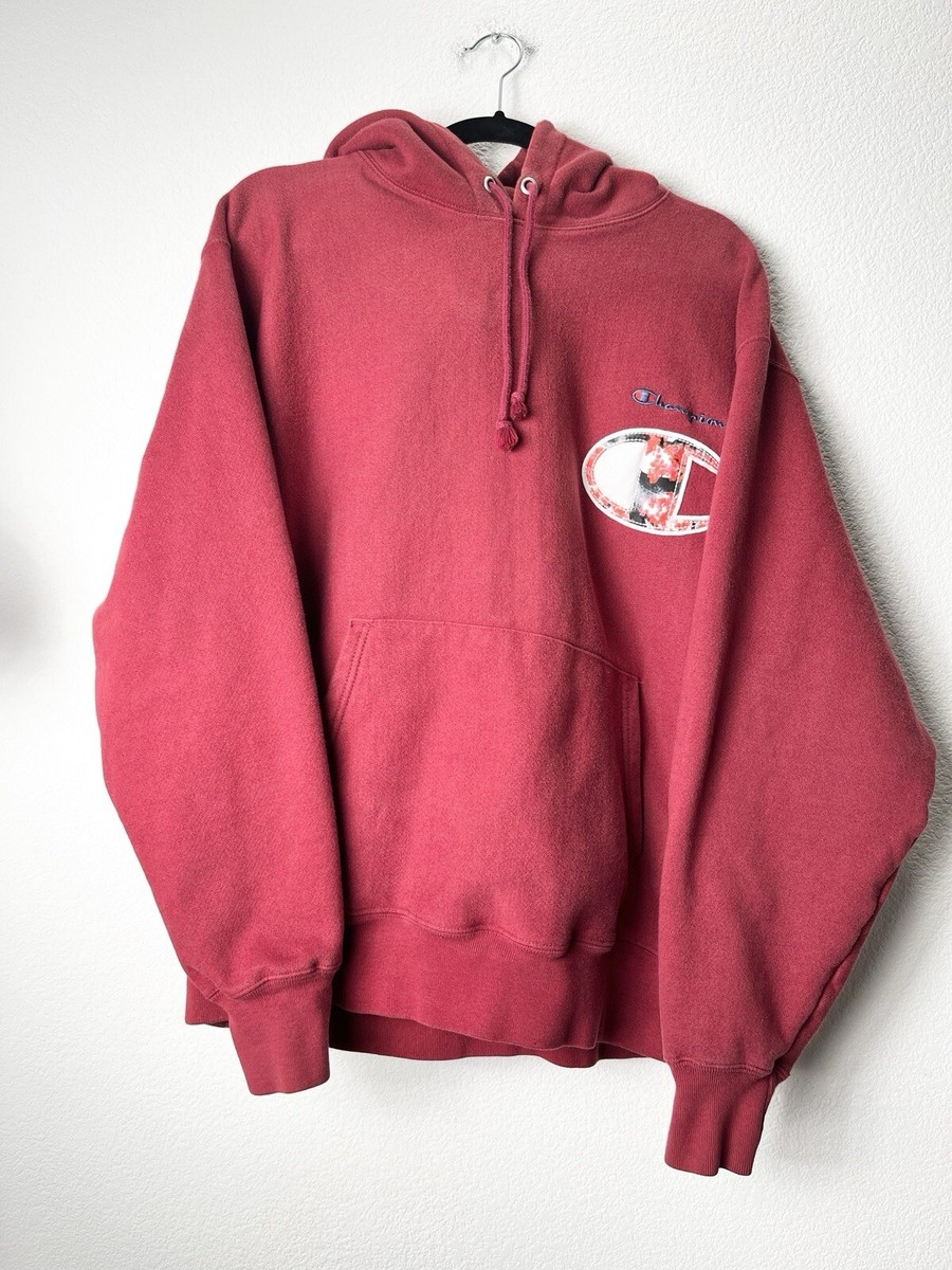 Champion Reverse Weave Pullover Hoodie Size Red W/ Cherry