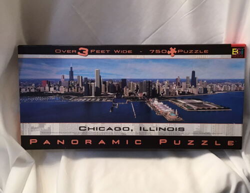 Panoramic Jigsaw Puzzle CHICAGO ILLINOIS Skyline 3 Ft. Wide 750 pc Buffalo games - Picture 2 of 6