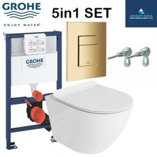 Grohe 0.82 Brushed Brass Gold 38732GN0 Plate Wc Frame Wall Hung Toilet Pan Soft 