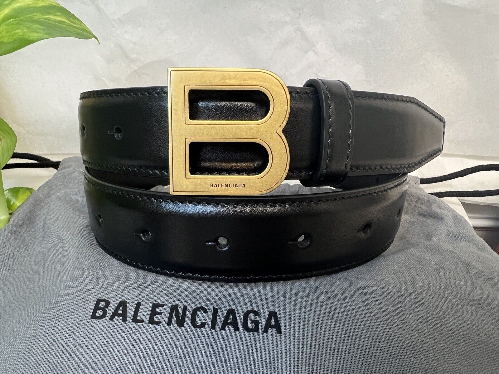 Balenciaga Hourglass B Leather Belt, Black, Size 80 cm -32 in | eBay