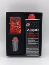 Zippo Spooky Skulls Premium 48772 Lighter, Flints, & Lighter Fluid Gift Set Box