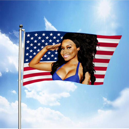 3x5ft Nicki Minaj Rap Sexy USA Flag Music Singer Star Silk Fabric Decor Ba-`FE - Zdjęcie 1 z 8