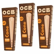 3 x OCB Virgin Unbleached Cones Ultra Thin - King Size (3 Pack)