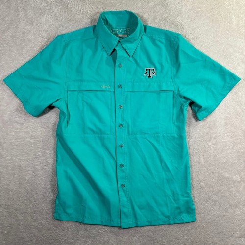 GameGuard A&M Shirt Mens Small Aqua Button Up Vented Outdoors Fishing 1023 Flex - Picture 2 of 8