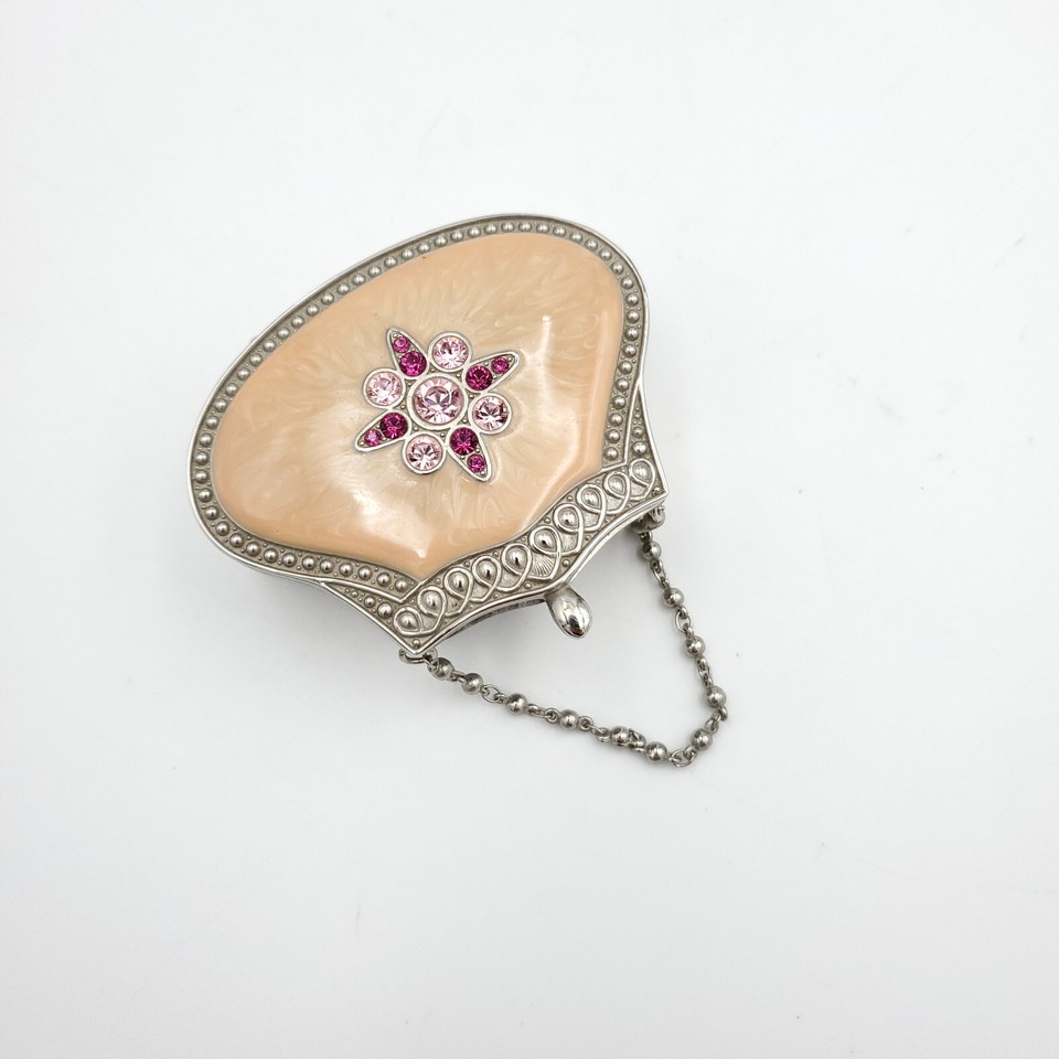 Partylite Accents Travel Tealight Holder Pink Purse Rhinestone Chain