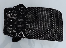 black net mesh with with floral top pantyhose, size M/L