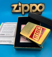 Genuine Brand New 2004 ZIPPO Lighter MARLBORO EAT RIDE SLEEP Design Street Brass