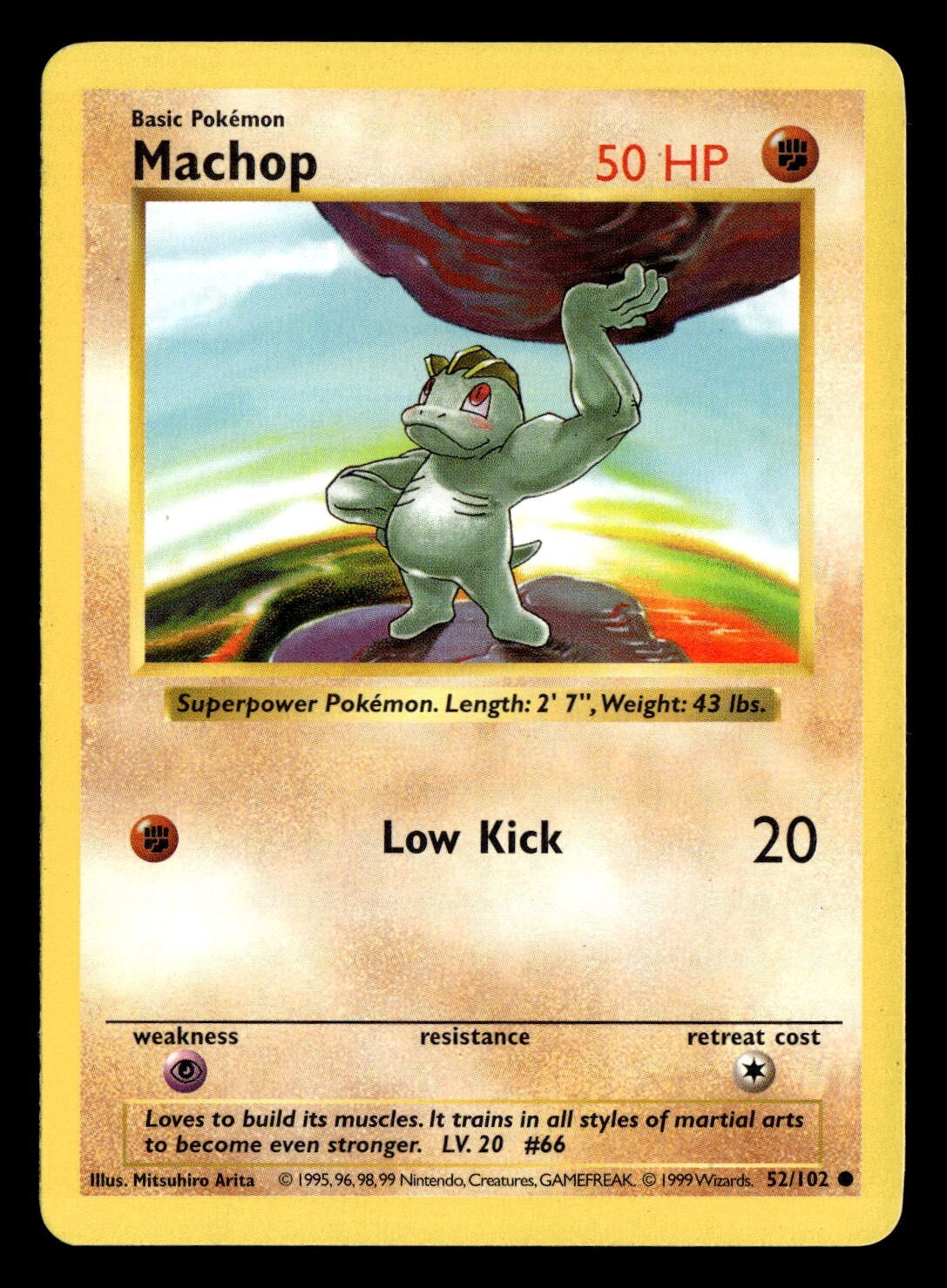 1999 Pokémon Base Set Shadowless MACHOP 52/102 LP