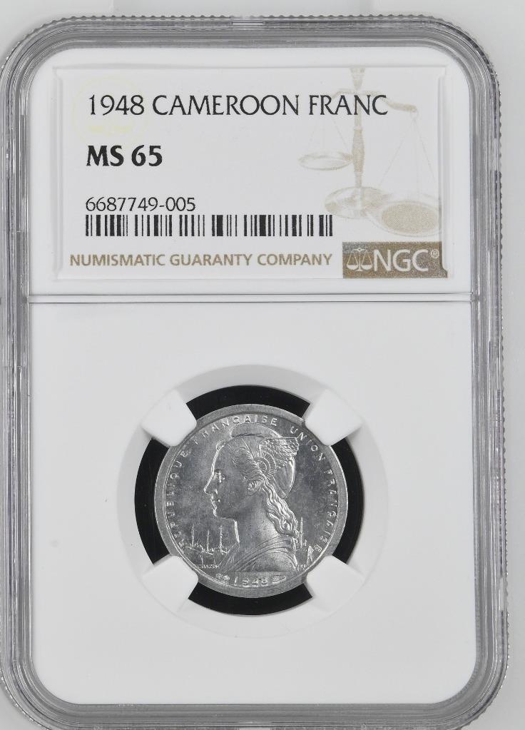 Cameroon 1 Franc 1948 NGC MS 65