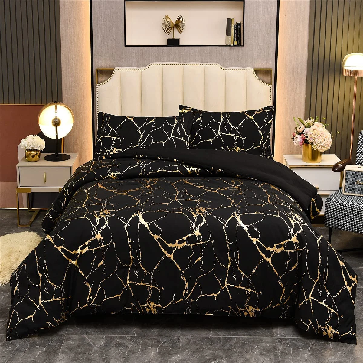 Marble bed set king deals