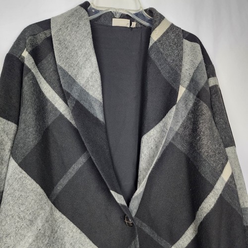 LOGO BY LORI GOLDSTEIN PLAID JACKET W/PATCH POCKETS BLACK GRAY A269661 SZ 1X - Picture 2 of 7
