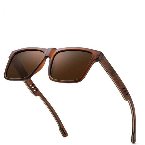 LANON Patas de madera de sol polarizadas UV400 al aire Sunglasses