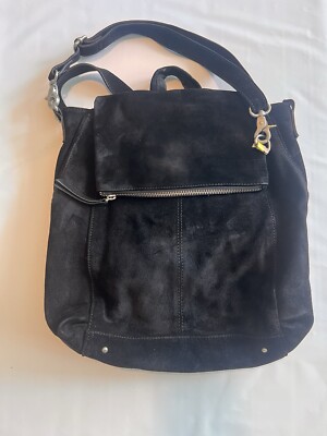 Free People Camilla Suede Leather Convertible Backpack Hobo Slouch Bag, 