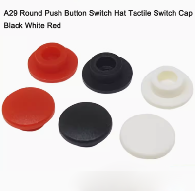 #ad #ad A29 Round Push Button Switch Hat Tactile Switch Cap Black White Red $5.08