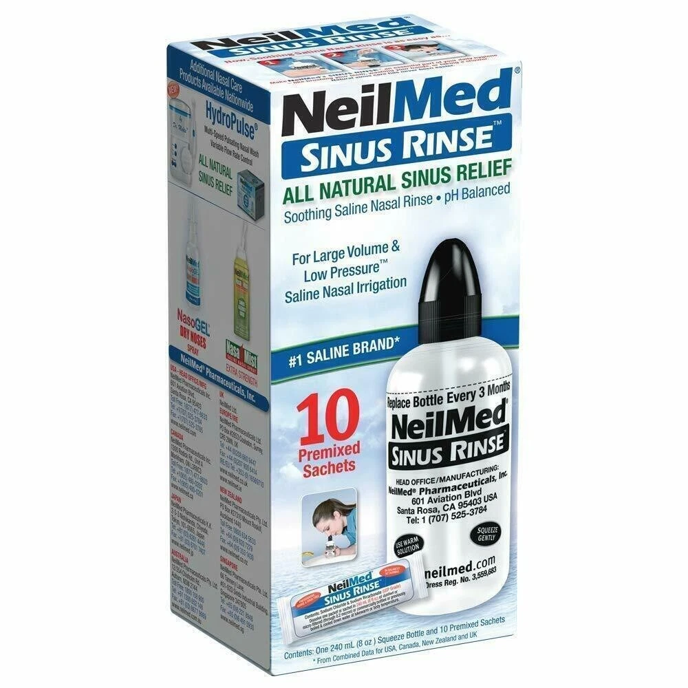 NeilMed Sinus Rinse All Natural Sinus Relief 10 Premixed Satchets