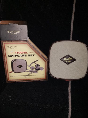 Neu im Karton Buxton® 5-teiliges Reise-Bargeschirr-Set für Herren - Meilenstein beige