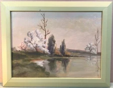 Landscape Framed Oil Painting Circa 1980s