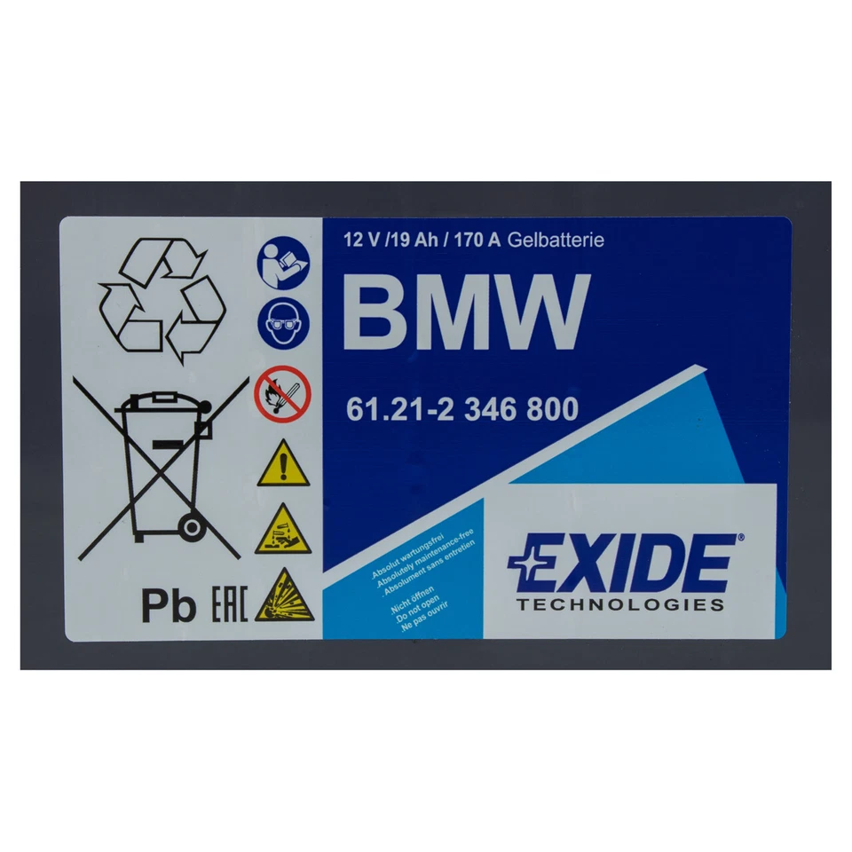 ORIGINAL BMW EXIDE GEL GEL12-19 Motorrad Batterie 12V 19Ah 61212346800 - Bild 3 von 3