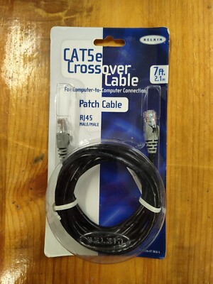 CAT 5e Crossover For PC to PC Connection Patch Cable 7ft RJ45 Male/Male